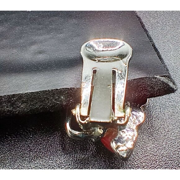 Clip On Earrings Butterfly Wings Orange Lucite Vintage 1950s Silver Tone 1 Inch - Picture 8 of 15